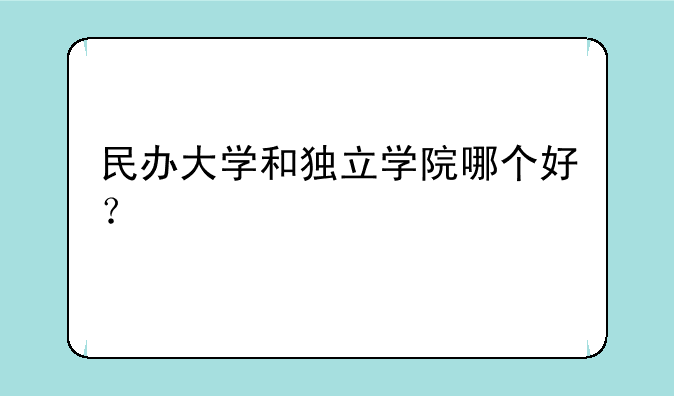 民办大学和独立学院哪个好？