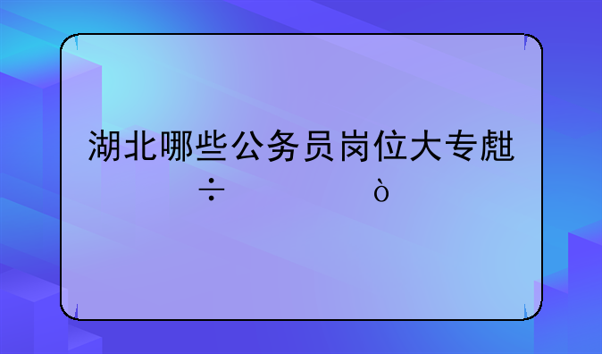 湖北哪些公务员岗位大专生能考？