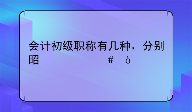 会计初级职称有几种，分别是什么？