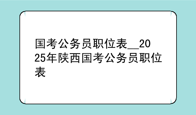 国考公务员职位表__2025年陕西国考公务员职位表