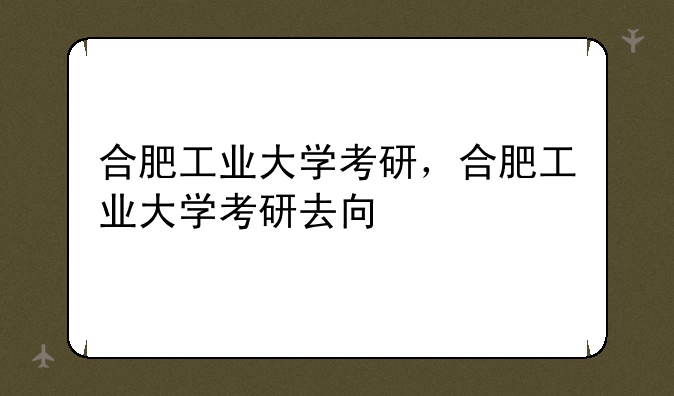 合肥工业大学考研，合肥工业大学考研去向